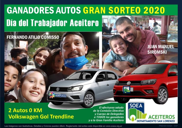 Los Ganadores de los Autos y Motocicletas 0KM Sorteo SOEA Día del Aceitero 2020 Los Ganadores de los Autos y Motocicletas 0KM Sorteo SOEA Día del Aceitero 2020